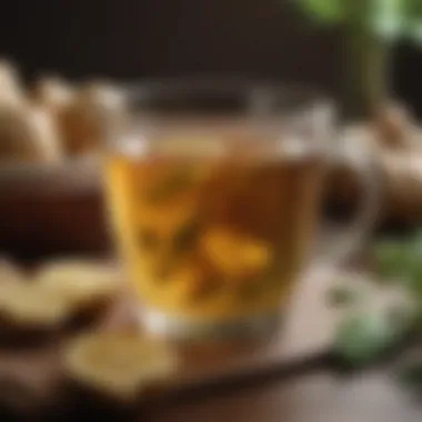 A serene herbal tea with ginger as a primary ingredient