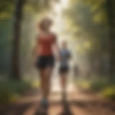 Community Motivation Through Walking A diverse group engaged in a walking challenge.