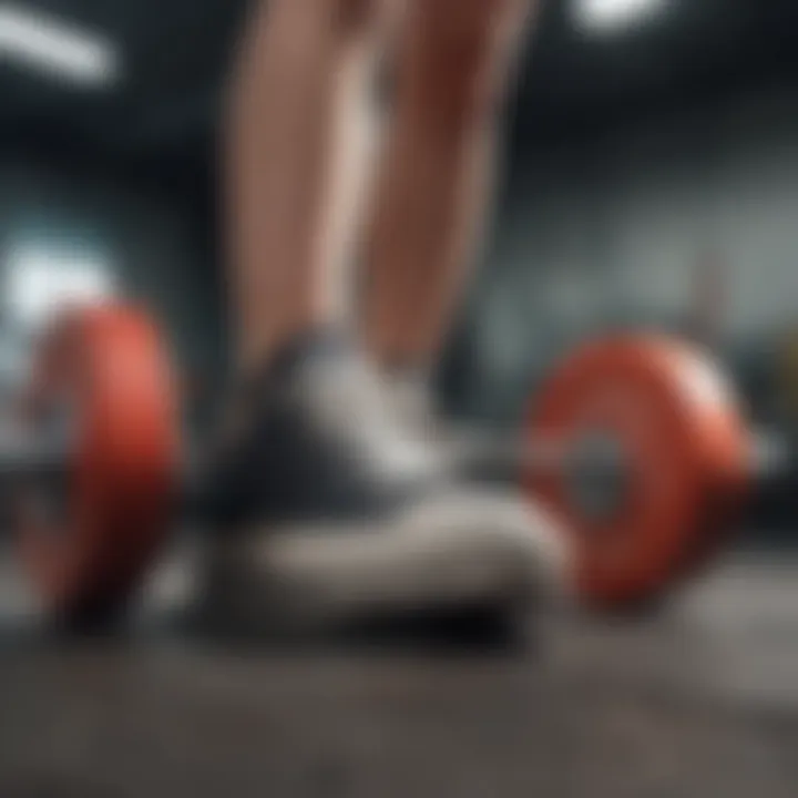 A lifter performing a squat wearing Converse footwear