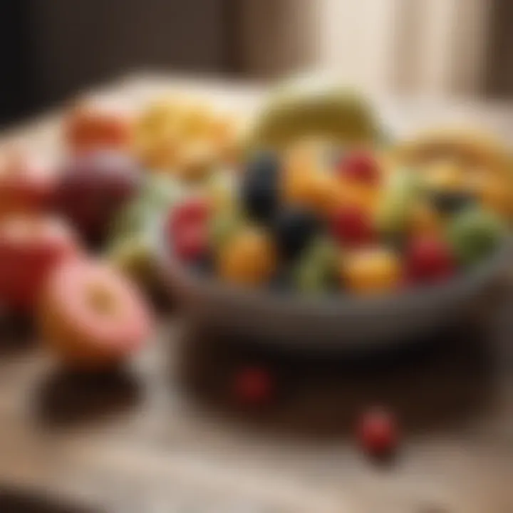 Fresh fruits displayed on a wooden table.