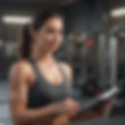 A focused individual setting fitness goals with a planner