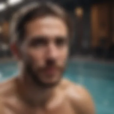 An individual experiencing rejuvenation while immersed in a cold plunge at a fitness facility