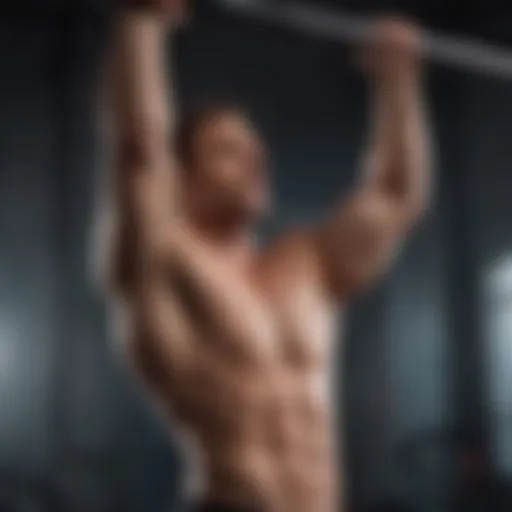 Demonstrating a proper pull-up technique with focus on form