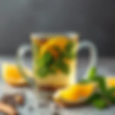 Invigorating Herbal Tea for Appetite Control A refreshing herbal tea infusion with mint and lemon slices