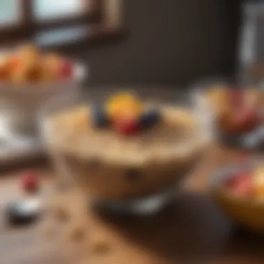 Healthy breakfast table featuring low fat cereal and fruits