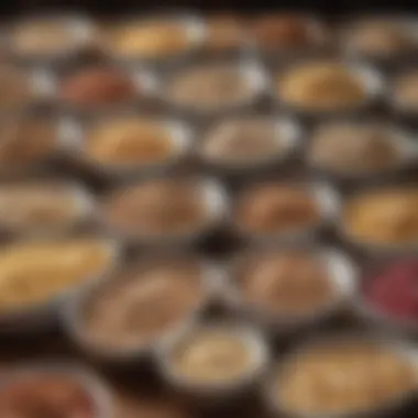 Variety of low fat cereals displayed in bowls