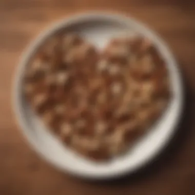 Nuts arranged in a heart shape on a plate