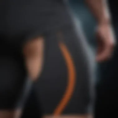 Close-up of the fabric texture of recovery compression shorts