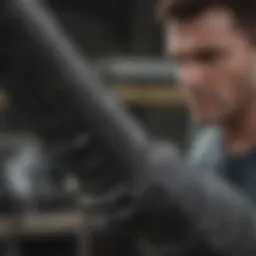 Close-up view of Vulcan Olympic Barbell showcasing intricate construction details
