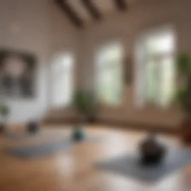Calm Yoga Studio for Weight Loss A serene yoga studio with mats laid out in a calming environment.