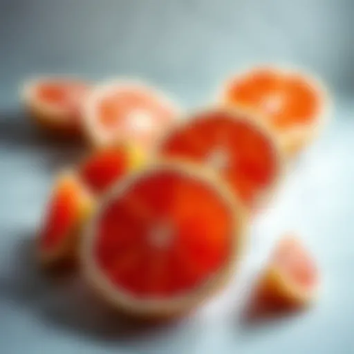 Sliced grapefruit showcasing vibrant colors and textures