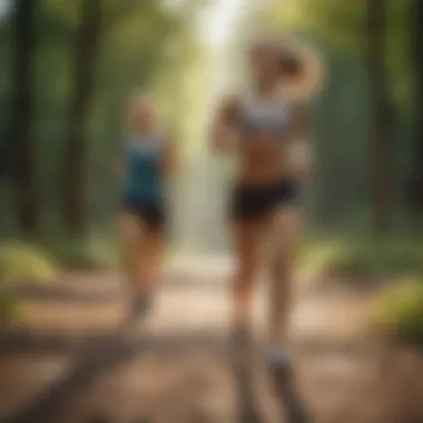 Active Lifestyle Choices Engaging outdoor exercise scene with individuals enjoying physical activities