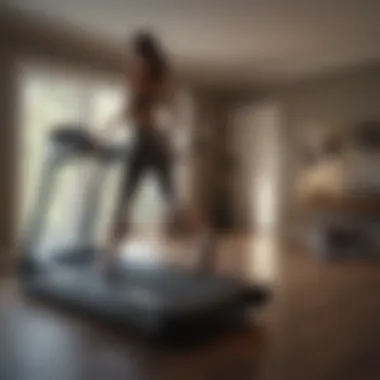 User reviewing treadmill performance in a home setting