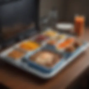 Modern Convenience: Organized Meal Management Modern Tupperware TV dinner tray with compartments for meal organization