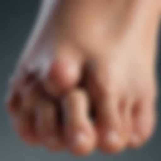 Illustration showing the anatomical structure of a foot affected by bunions.