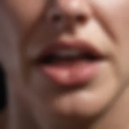 Close-up of a cold sore on the lip