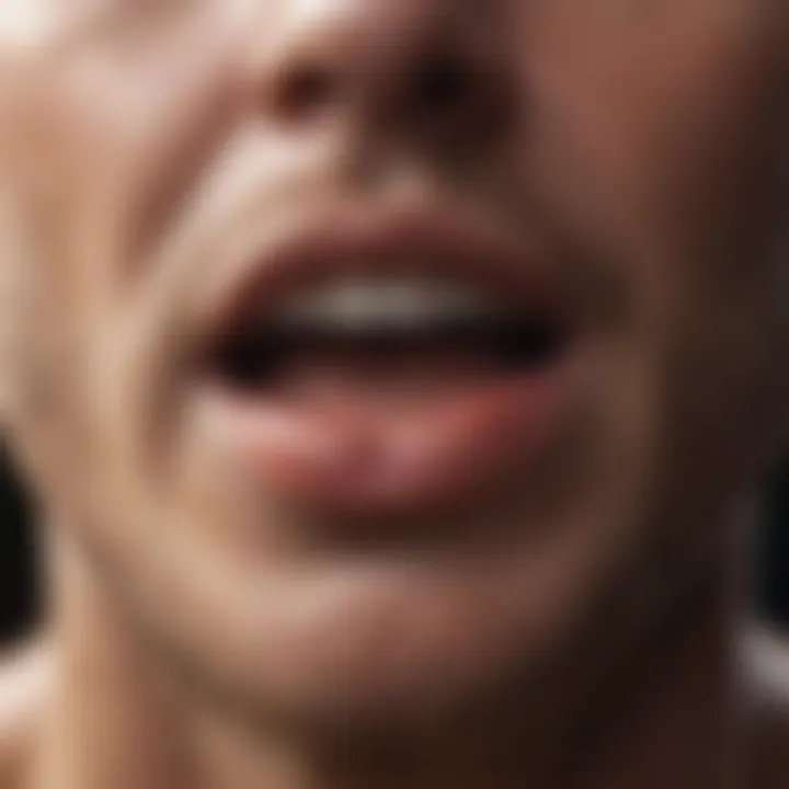 Close-up of a dry mouth with visible symptoms