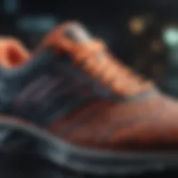 Close-up view of a lightweight running shoe showcasing its breathable mesh upper