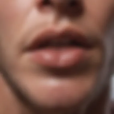 Close-up of a fever blister on the lip