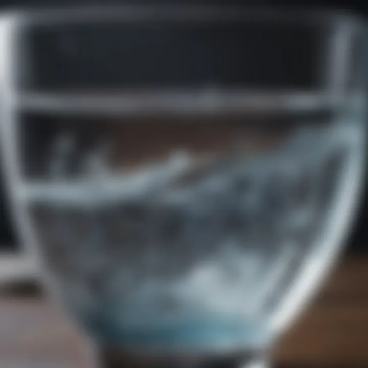 A close-up view of a glass of clear water, symbolizing hydration.