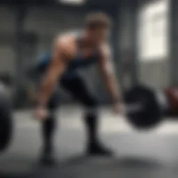 Demonstrating the correct grip technique for deadlifts with straps