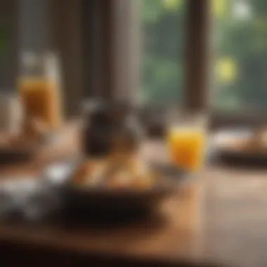 Morning Serenity A serene morning setting with a peaceful breakfast table
