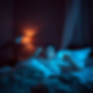 Night Sweats in a Sleep Environment Illustration of a person experiencing night sweats in a dark bedroom