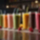 A variety of colorful smoothies representing liquid diet options.