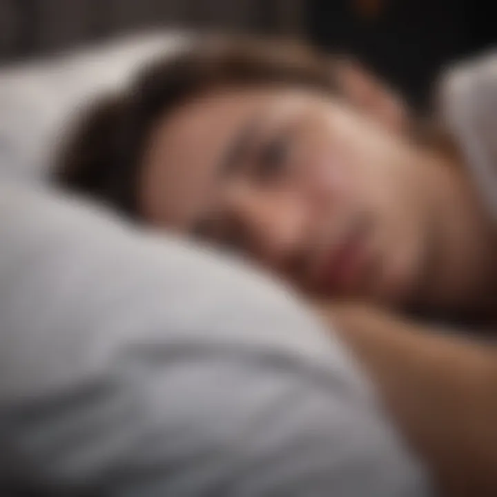 A close-up of a person experiencing night sweats in bed.