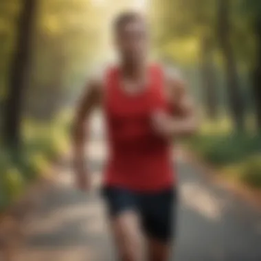 Runner in discomfort while jogging Runner experiencing back pain during a jog