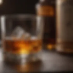 Whiskey glass with amber liquid