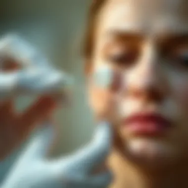 Topical Application of Campho Phenique Visual representation of skin applying topical medication