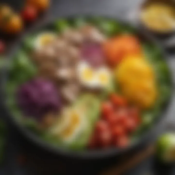A colorful salad made with fresh, organic ingredients typical of the paleo lifestyle.