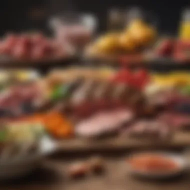 Paleo Food Spread A vibrant spread of paleo-friendly foods showcasing fruits, vegetables, and meats.
