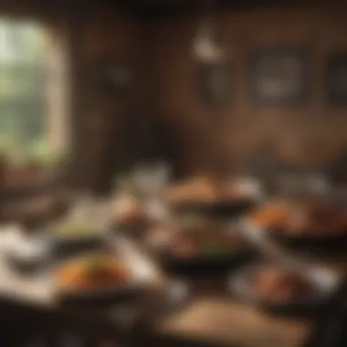Rustic Paleo Dining A rustic table set with a variety of paleo dishes, inviting a communal dining experience.