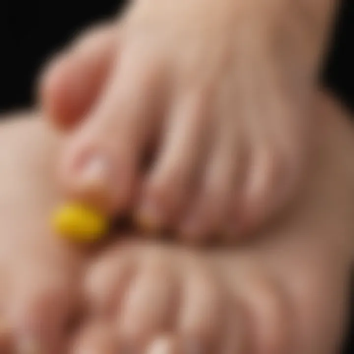 Illustration of a foot with symptoms of nail discoloration