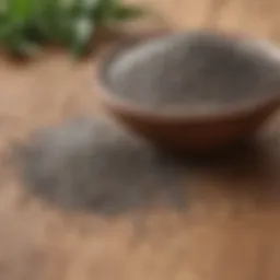 Nutrient-rich chia seeds on a wooden surface
