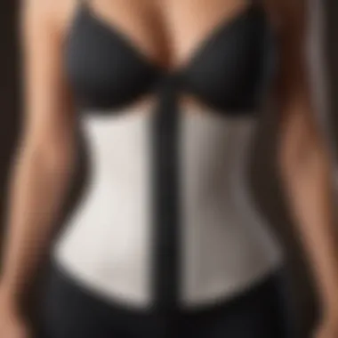 Illustration of proper waist trainer placement on a model.