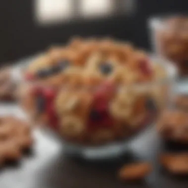 Healthy snack bowl filled with mixed nuts and fruits