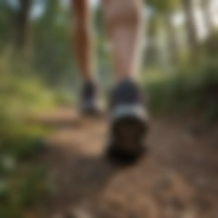 A woman enjoying a run in well-fitted wide toe shoes on a scenic trail